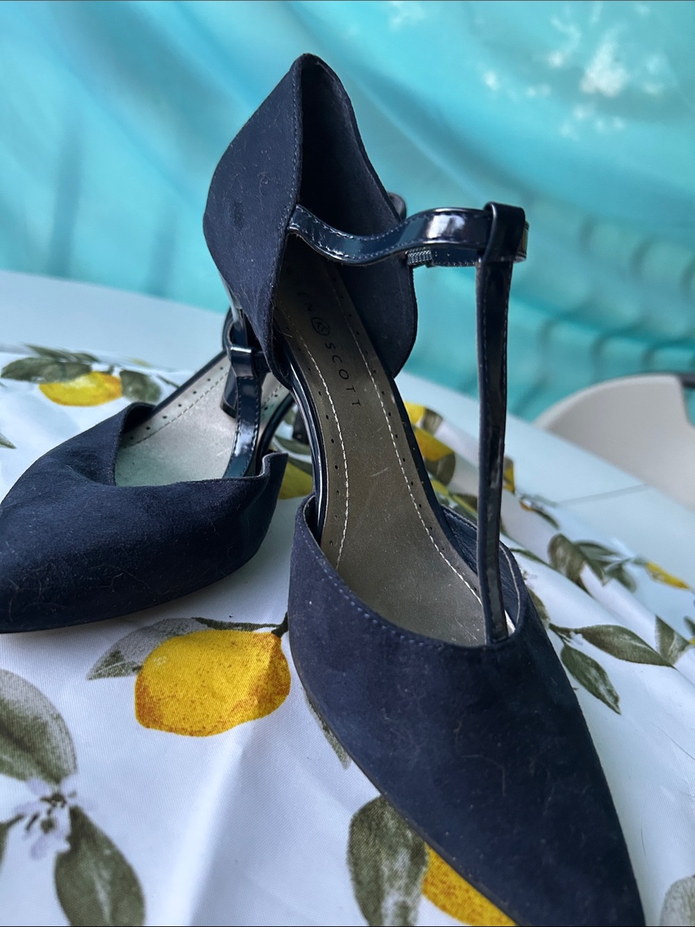 Karen Scott Blue T-Strap Pointed-Toe Heels size 11